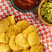 Chips, Salsa, & Guacamole · Served with tortilla chips.