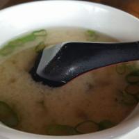Miso Soup · Soybean paste in fish broth w. tofu, scallion & seaweed.