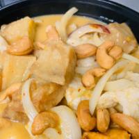 Massaman Curry · Coconut milk, potato, sweet potato, onions and cashews.