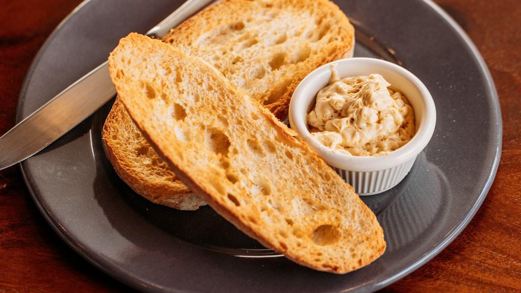Vegan Butter & Toast · toast ciabatta bread with yerba mate vegan butter on the side.