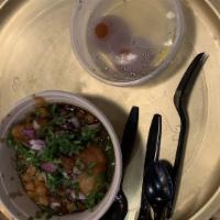 Samosa Chaat · Most popular. served with chickpeas, onions, cilantro, sweet chutney, and spicy chutney. veg...