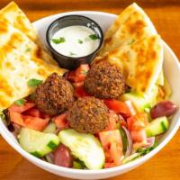 Falafel · Served with grilled pita and tzatziki. (5)