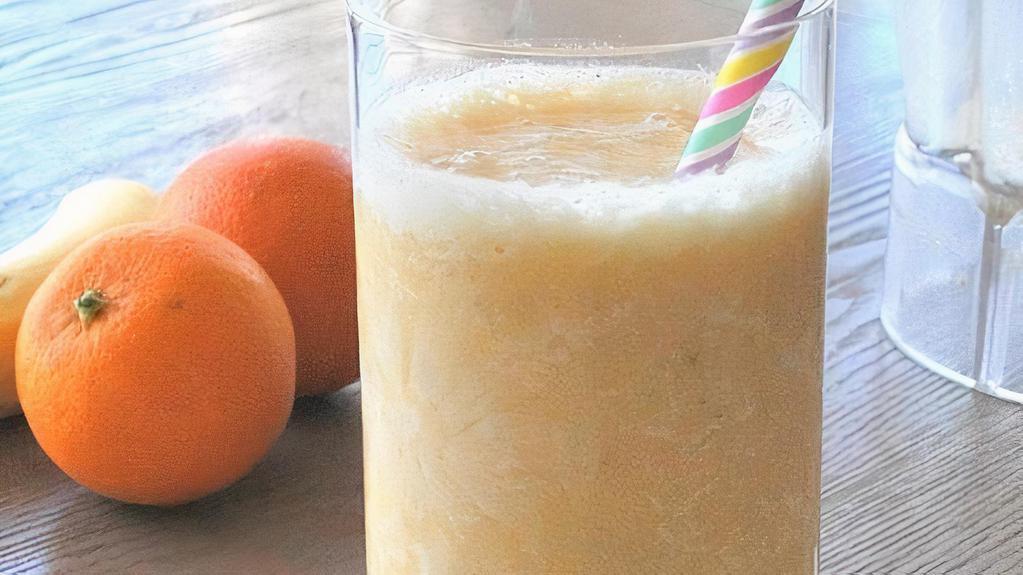 Creamsicle · Large fresh squeezed orange juice blended with sweet vanilla cashew cream.. Gluten and soy free. Agave sweetened. Contains cashews