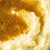 Mashed Potatoes & Gravy, Gf · Creamy mashed non-gmo potatoes covered in gluten free golden gravy.  Contains soy, no nuts. ...