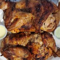 1 Whole Chicken Special · One whole marinated charcoal chicken. Served with three large sides and two liters soda or f...