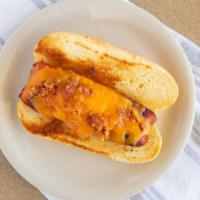 Bacon Cheddar Dog · 1/4 lb all-beef hot dog, cheddar cheese, and bacon.