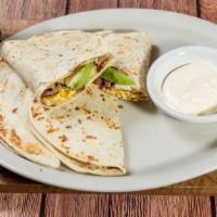 3 Pieces Baleadas · Flour tortillas stuffed with eggs, cheese, beans, sour cream and avocado. Served with a choi...