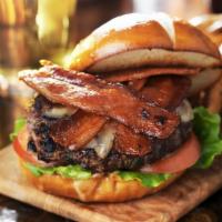 Cowboy Bbq Burger · All beef patty smothered in Cheddar Cheese, Hickory BBQ Sauce, Cherrywood smoked bacon, Cris...