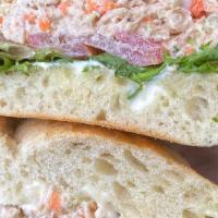 Albacore Tuna Sandwich · Albacore tuna salad, mixed greens, tomatoes & mayo