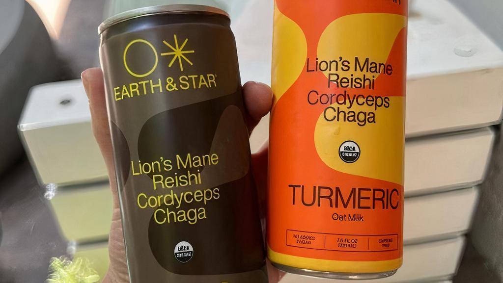 Earth & Star Latte · adaptogenic latte in a can with lion's mane, reishi, cordyceps & chaga