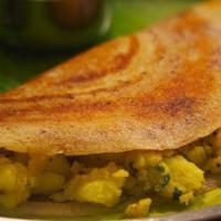 Breakfast Aloo Masala Dosa · Rice Crepe served with aloo curry