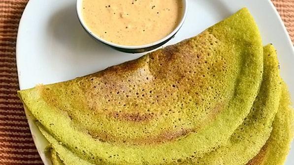 Breakfast Palak Dosa · Rice Crepe with Indian Ghee and Palak