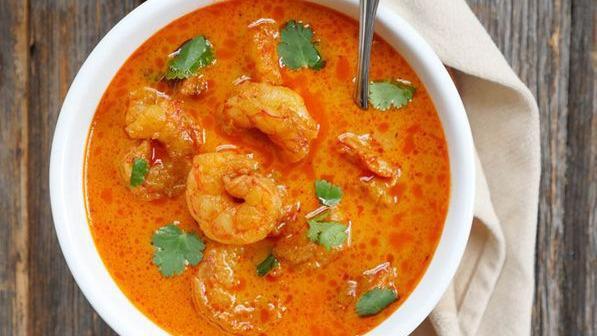 Shrimp Curry · Shrimp cooked with tomatoes, onions, sauce.