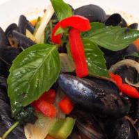 Mussels · Steam mussel with thai herbs.