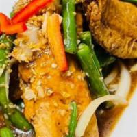 Garlic Fish · Fried fillet tilapia with Sautéed string beans, onions in garlic and peppers light brown sau...