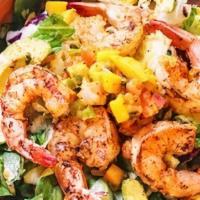 Shrimp Salad · Gluten free. Salad Mix, citrus vinaigrette, avocado, mango pico and shrimp