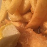 Cod With One Side · Beer batter deep fried to golden brown