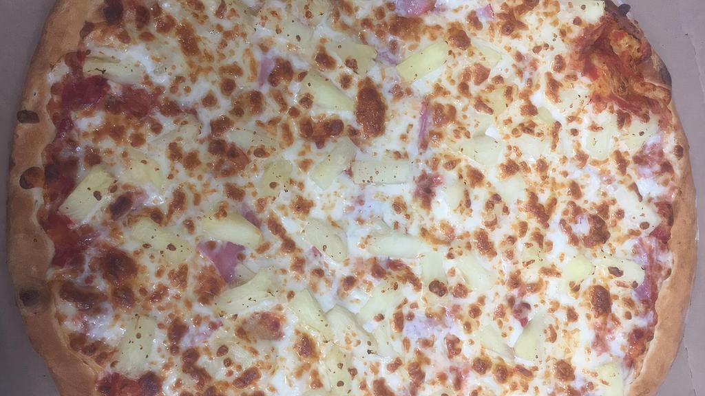 Hawaiian Pizza (18” X-Large Pizza) (16 Slices) · Canadian bacon, pineapple and extra cheese.