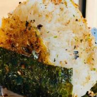 Miso Yaki-Onigiri · Grilled miso glazed seasoned rice ball, seaweed.