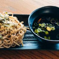 Zara Soba · Buck wheat noodles, soba sauce, seaweed, sesame seed.