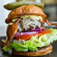 Haydn Steak Burger · house ground short rib and chuck burger, house made mayonnaise, lettuce, onion, tomato on a ...