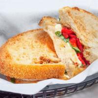 Pawtuxet · Basil. Tomato, mozzarella, roasted red peppers and balsamic on sourdough.
