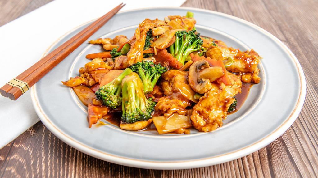 Hunan Chicken Dinner · Spicy.  Served with steamed rice.