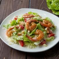 Fried Shrimp Salad · A classic combination of 8 pieces of shrimp, organic crispy mix, organic romaine heart lettu...