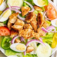 Grilled Honey Mustard Chicken Salad · Marinated grilled chicken breast over lettuce, onions, green peppers, tomato, Sweet Pepper, ...