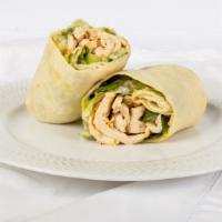 Grilled Chicken Caesar Wrap · Served with french fries.