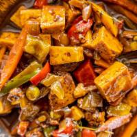 Brown Stew Tofu · serve with rice and peas or white rice and steam cabbage