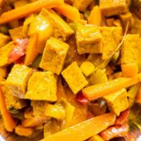 Curried Tofu · serve with rice and peas or white rice and steam cabbage