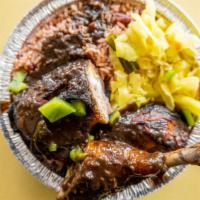 Jerk Chicken Small · serve with rice and peas or white rice and steam cabbage