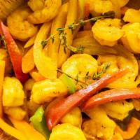 Curried Shrimp Small · serve with rice and peas or white rice and steam cabbage