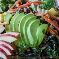 Iggy Akalea Salad · Kale, pineapple, red apple, dried cranberry, carrot, red pepper, shallot, avocado, parmesan ...
