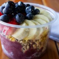 Acai Awolnation Fruit Bowl · Organic acai, granola, honey, strawberry, blueberry and banana.