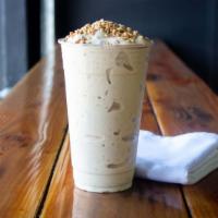 The Arktik Monkey Protein Smoothie · Peanut butter, peanuts, non-fat yogurt, non-fat milk, banana and protein.