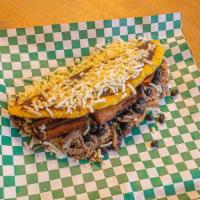 Full House · Gluten free. Shredded beef, fried plantains, black beans and cheese.