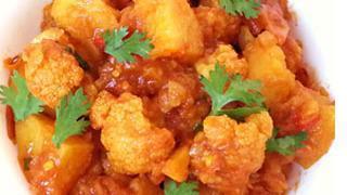 Aloo Gobi Masala · Potatoes and cauliflower cooked in north Indian style gravy.