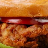 Chicken Sandwich · Chicken Sandwich comes with lettuce, tomatoes, pickles, cheese, and house sauce.