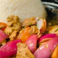 Pollo Saltado · Pollo Saltado, or Peruvian Chicken Stir Fry, is a flavorful fusion cuisine with a mix of sti...