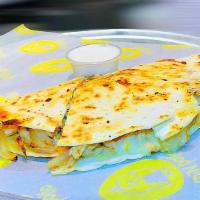 Chicken Quesadilla · Fresh and delicious made-to-order chicken quesadilla. We use our Peruvian rotisserie chicken...