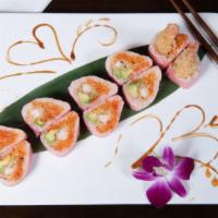 *Hot Lover · Spicy salmon, shrimp tempura and avocado wrapped by soy paper, w. Spicy mayo  and eel sauce.