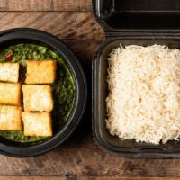 Palak Paneer · Gluten Free, Vegetarian.
Has cream.
House made Paneer (Indian cottage cheese) from whole milk.