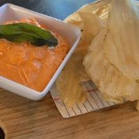 Red Pepper & Cheddar Dip · House made potato chips