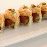 New York Roll · (In) spicy tuna, cucumber, cream cheese. (Out) spicy crab mix, eel sauce, spicy mayo, srirac...
