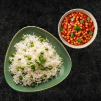 Peas Pulao & Chickpea Potato Masala (Vegan) · Our long grain aromatic basmati rice, steamed to perfection with green peas. Comes with the ...