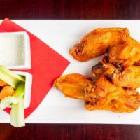 Shotz Wings · Oven roasted & flash fried, tossed with your choice of sauce: Hot, Mango Habanero, Bourbon, ...