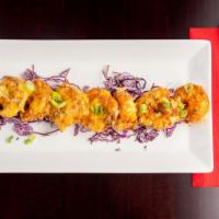Firezone Shrimp · Lightly dusted jumbo shrimp, flash fried & tossed in our signature Sriracha glaze.