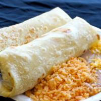 #7 2 Beef Burritos · Two shredded beef burritos. Served with rice and beans.
